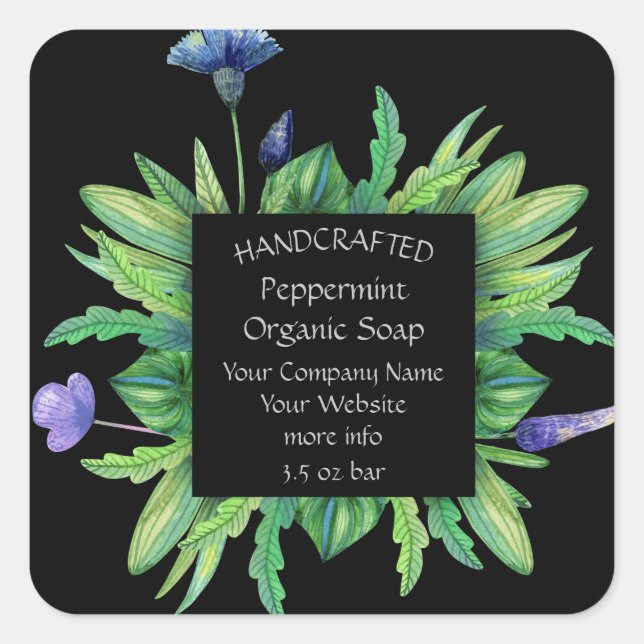 Hand Crafted Flower Square Sticker (Front)