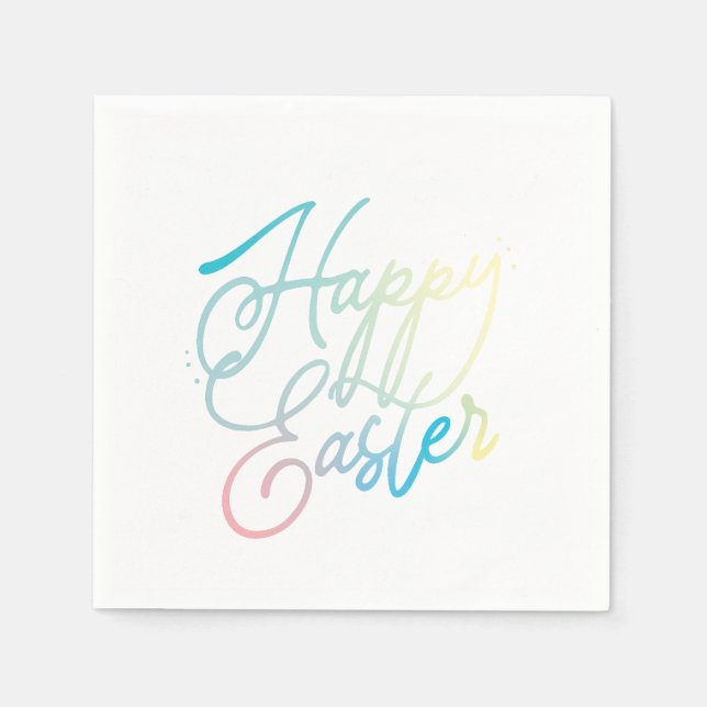 Hand-created Happy Easter gradient script Napkin (Front)