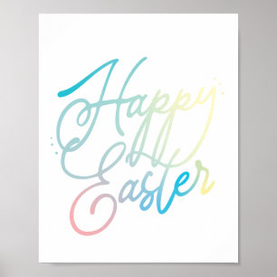 Hand-created Happy Easter gradient script Poster