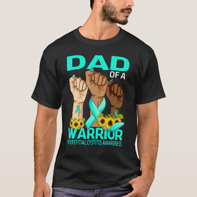 Hand Dad Of A Warrior Interstitial Cystitis Awaren T-Shirt (Front)