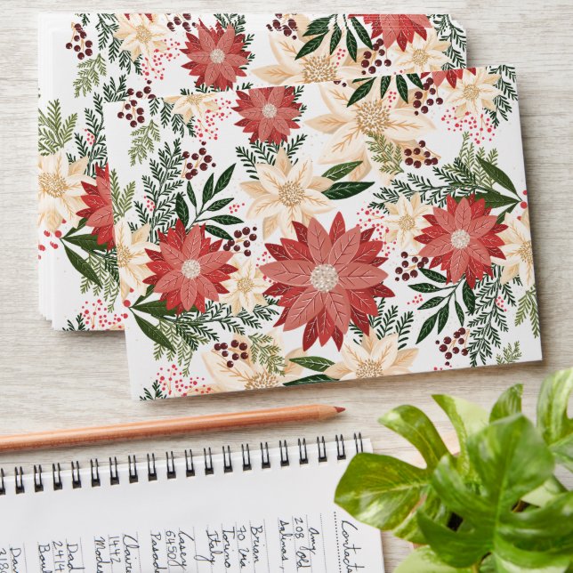 HAND DELIVER | Christmas Festive Watercolor Flora Envelope (Stacked)