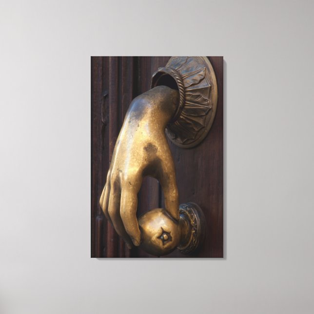 Hand door knocker close-up, Mexico Canvas Print (Front)