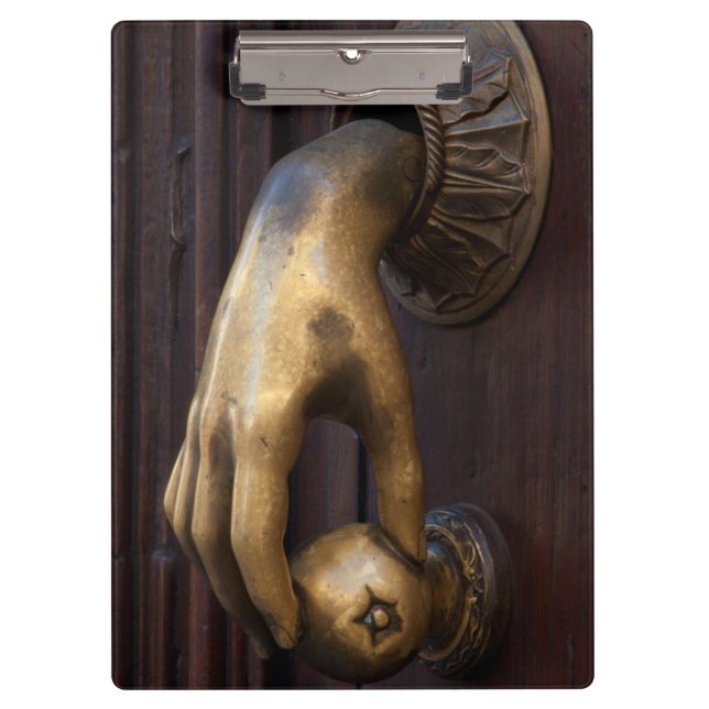 Hand door knocker close-up, Mexico Clipboard (Front)