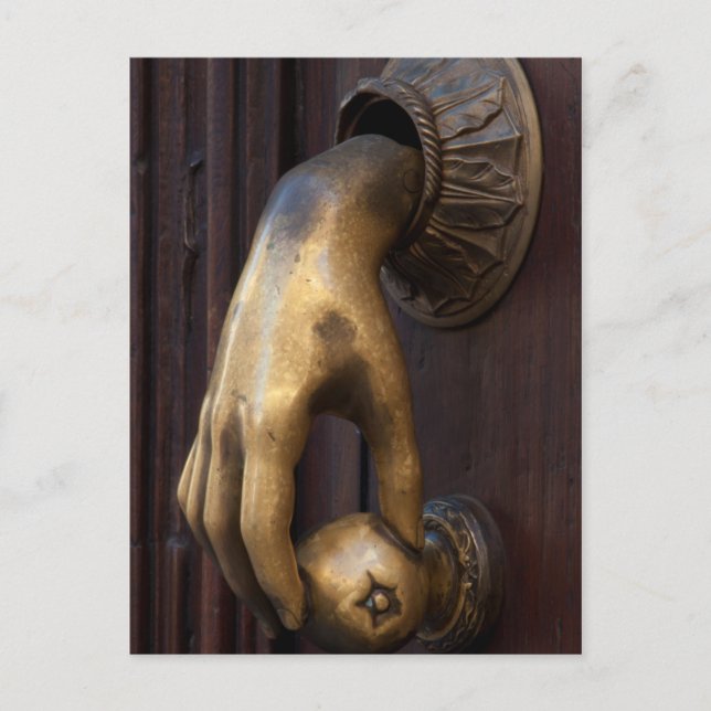 Hand door knocker close-up, Mexico Postcard (Front)