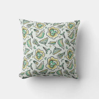 Hand draw abstract floral pattern cushion