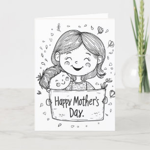 Hand Draw and Happy Mothers Day  Holiday Card