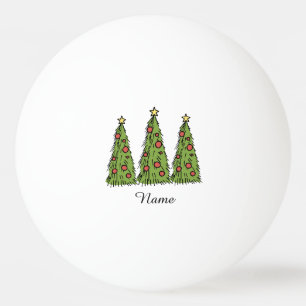 Hand Draw Christmas Tree with ornament  Ping Pong Ball
