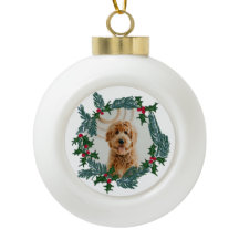 Hand-draw Christmas wreath, customisable photo