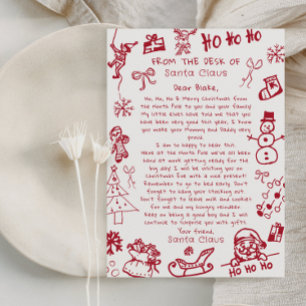 Hand Draw Doodle letter from Santa Invitation