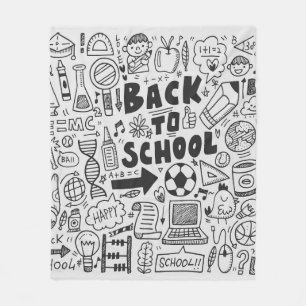 hand draw doodle school element fleece blanket