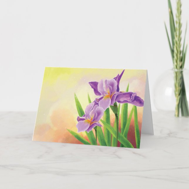 Hand Draw Iris Flower Invitation (Front)