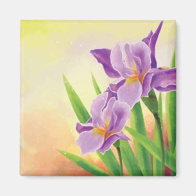 Hand Draw Iris Flower Magnet (Front)