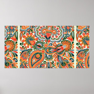 hand draw marker flower ethnic design. Ukrainian t Poster