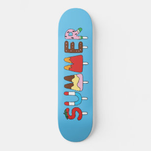 Hand Draw MultiColored Summer Snack Kids Popsicles Skateboard