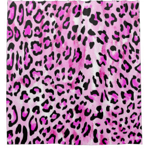 hand draw pink color seamless leopard pattern / il shower curtain