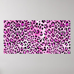 hand draw pink colour seamless leopard pattern / i poster