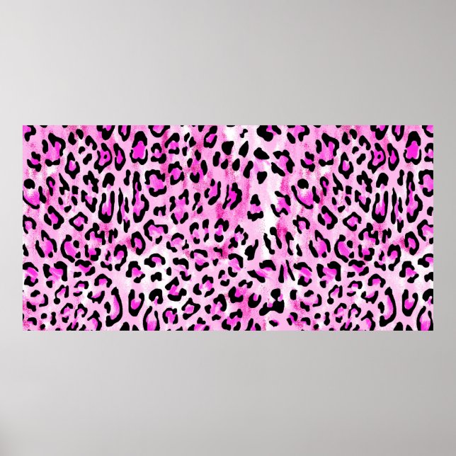 hand draw pink colour seamless leopard pattern / i poster (Front)
