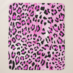 hand draw pink colour seamless leopard pattern / i sherpa blanket