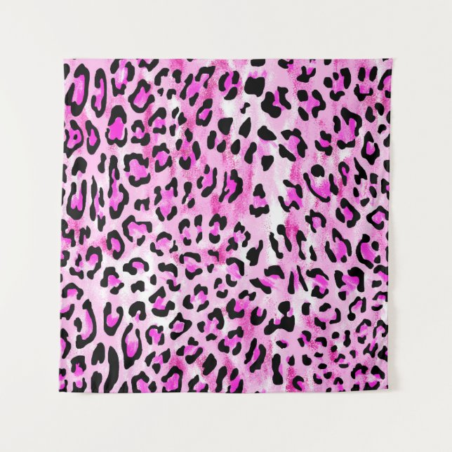 hand draw pink colour seamless leopard pattern / i tapestry (Front)