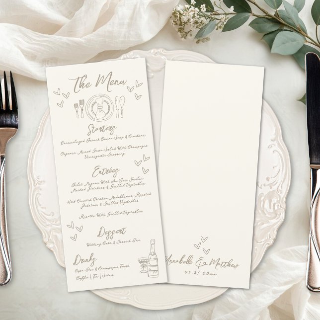 Hand Draw Quirky Whimsical Wedding Menu (Hand Draw Quirky Whimsical Wedding Menu )