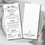 Hand Draw Quirky Whimsical Wedding Menu<br><div class="desc">Hand Draw French Whimsical Wedding Dinner Menu. This charming wedding menu card features a playful yet elegant design with a hand-drawn place setting illustration at the top and a champagne bottle with a glass at the bottom, accented by scattered hearts for a romantic touch. The front of the card beautifully...</div>