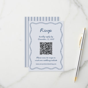 Hand Draw Retro Blue Handwritting RSVP Card