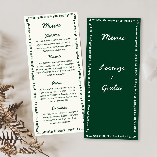 Hand Draw Retro Green Handwritting Wedding Menu (Creator Uploaded)