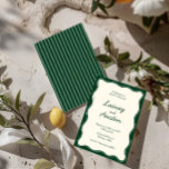 Hand Draw Vintage Green Handwritting Wedding Invitation<br><div class="desc">Celebrate your love story with this beautifully understated Mediterranean-inspired wedding invitation. The elegant emerald green accents and wavy border design evoke the charm of Italian summers and coastal sunsets, creating a sophisticated yet warm aesthetic. Perfect for destination weddings or intimate celebrations, this design reflects a harmonious blend of simplicity and...</div>