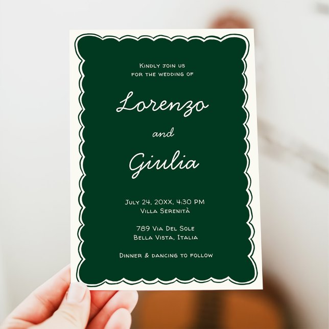 Hand Draw Vintage Green Handwritting Wedding Invitation (Creator Uploaded)