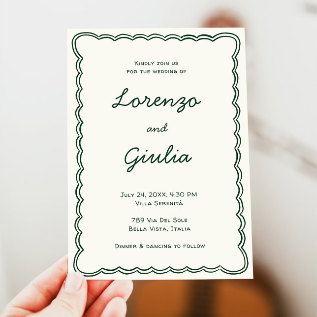 Hand Draw Vintage Green Handwritting Wedding Invitation (Creator Uploaded)