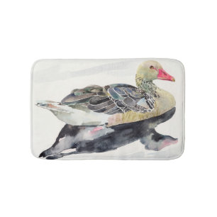 Hand Draw Watercolor Bird, Duck Bath Mat