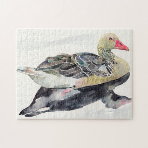 Hand Draw Watercolor Bird, Duck Jigsaw Puzzle