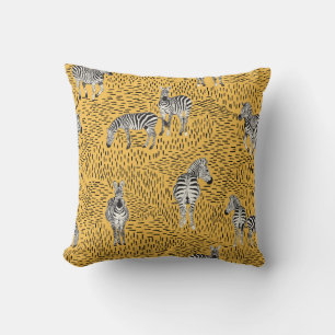 Hand draw Zebra Seamless Pattern With Line Backgro Cushion