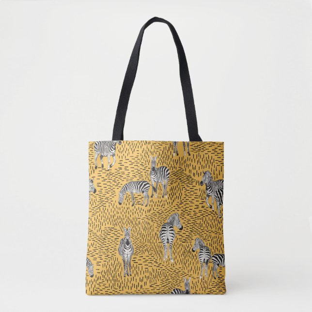 Hand draw Zebra Seamless Pattern With Line Backgro Tote Bag (Front)