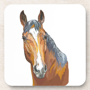 Hand drawing bay horse throw pillow coaster