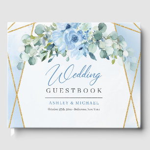 Hand drawing burgundy floral arch gold wedding guest book