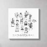 Hand Drawing Cactus Collage Canvas Print<br><div class="desc">Authentic hand drawing cactus collage art.</div>