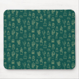 Hand Drawing Cactus Collage Mouse Mat
