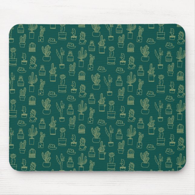 Hand Drawing Cactus Collage Mouse Mat (Front)