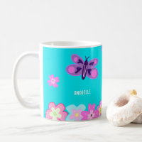 Hand Drawing Colourful Cartoon Flowers & Butterfly