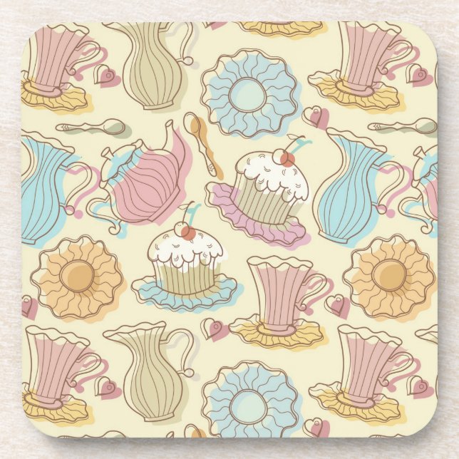 Hand Drawing Dishes Silhouettes Coaster (Front)