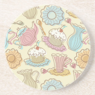 Hand Drawing Dishes Silhouettes Coaster