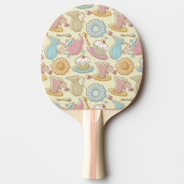 Hand Drawing Dishes Silhouettes Ping Pong Paddle (Front)