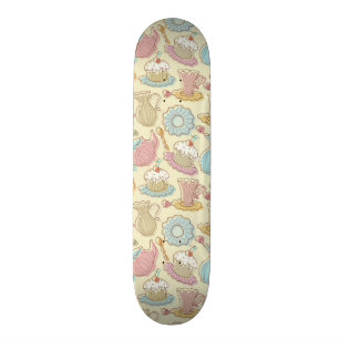 Hand Drawing Dishes Silhouettes Skateboard