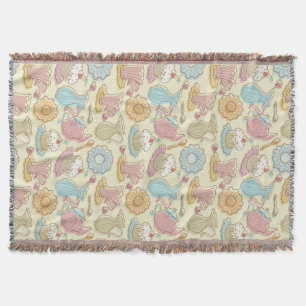 Hand Drawing Dishes Silhouettes Throw Blanket