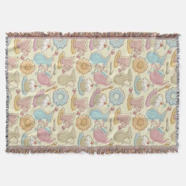 Hand Drawing Dishes Silhouettes Throw Blanket (Front)