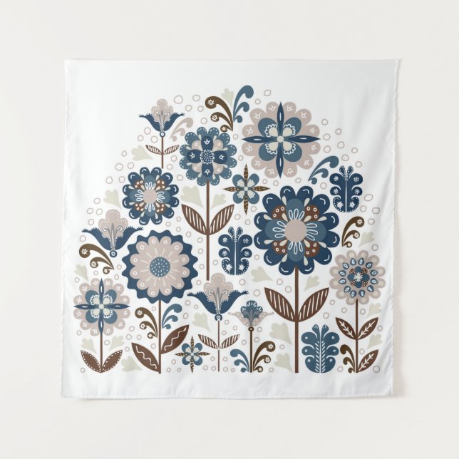 Hand drawing, flowers, bouquets, card, multicolor  tapestry (Front)