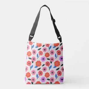 Hand drawing flowers pattern crossbody bag
