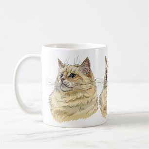 Hand drawing funny fluffy Ragdoll cat Coffee Mug