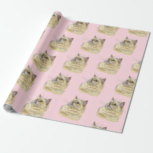 Hand drawing funny fluffy Ragdoll cat Wrapping Paper